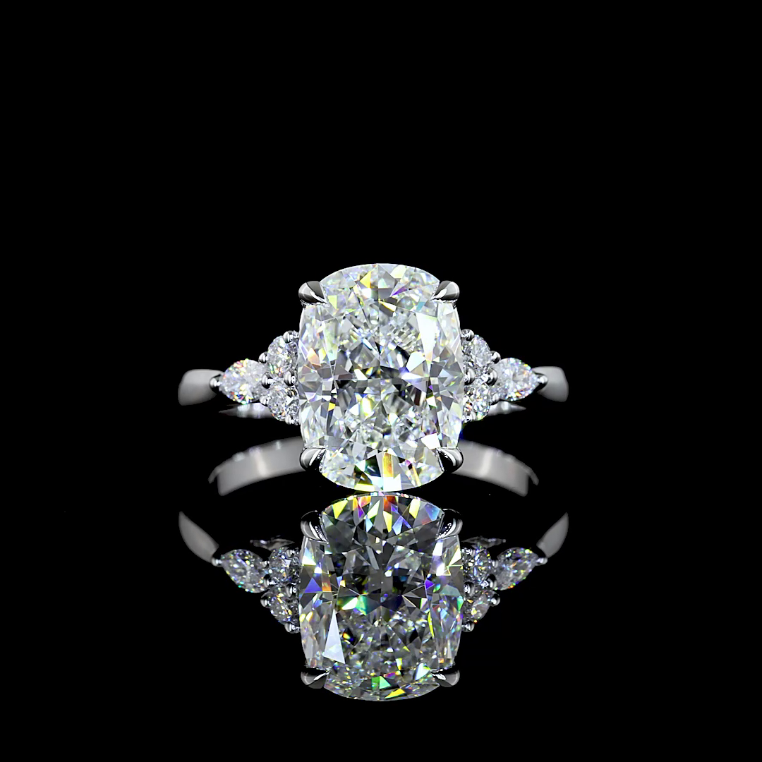 Lab-Grown 3.38 Carat Cushion Brilliant - Diamond 14K White Gold Special Ring