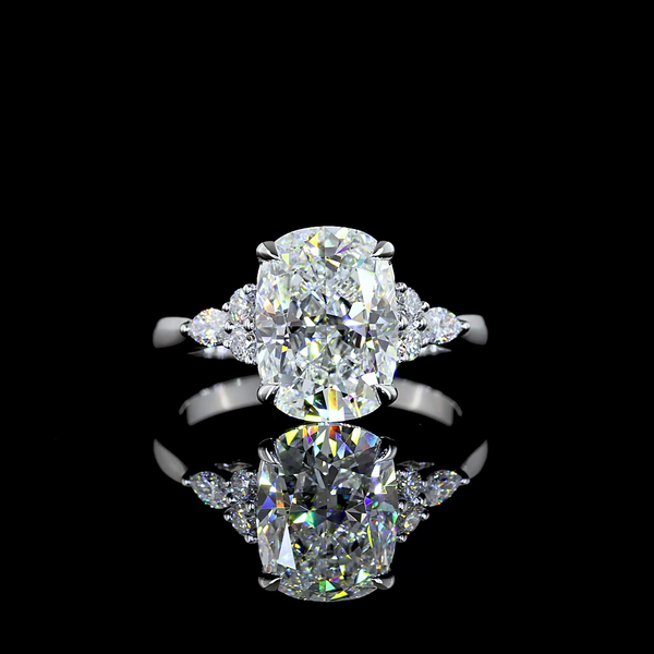 Lab-Grown 3.38 Carat Cushion Brilliant - Diamond 14K White Gold Special Ring
