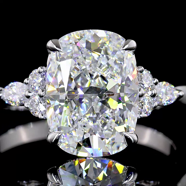 Lab-Grown 3.38 Carat Cushion Brilliant - Diamond 14K White Gold Special Ring