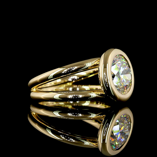 Lab-Grown 3.01 Carat Round - Diamond 14K Yellow Gold Solitaire Ring