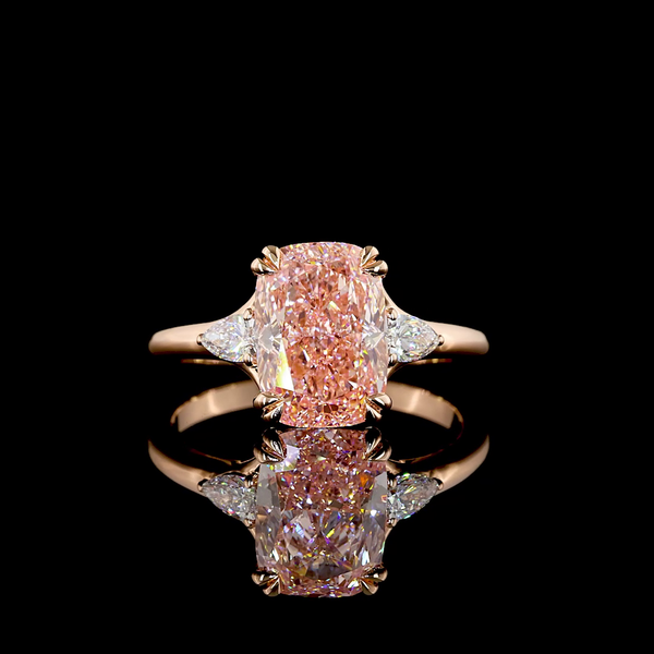 Lab-Grown 3.12 Carat MIX Fancy Intense Pink-VS1 Diamond 14K Rose Gold 3 Stones R