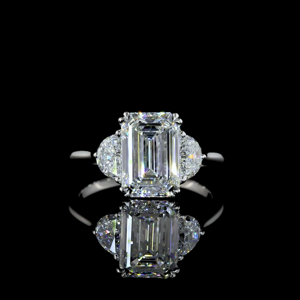 Lab-Grown 3.63 Carat Emerald - Diamond Platinum Special Ring