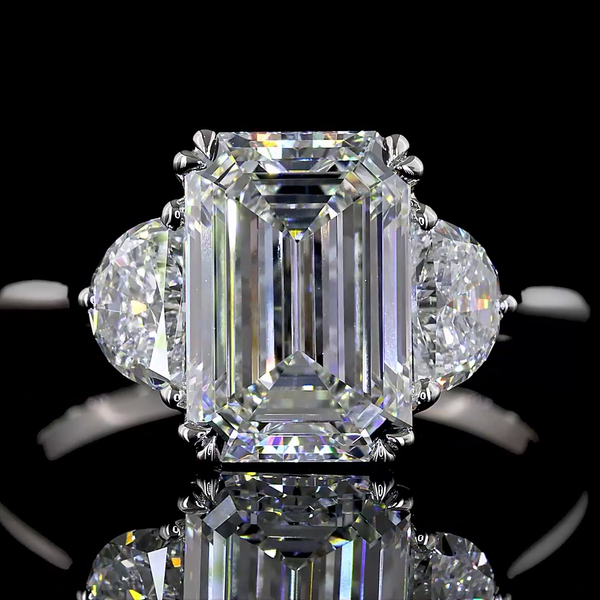 Lab-Grown 3.63 Carat Emerald - Diamond Platinum Special Ring