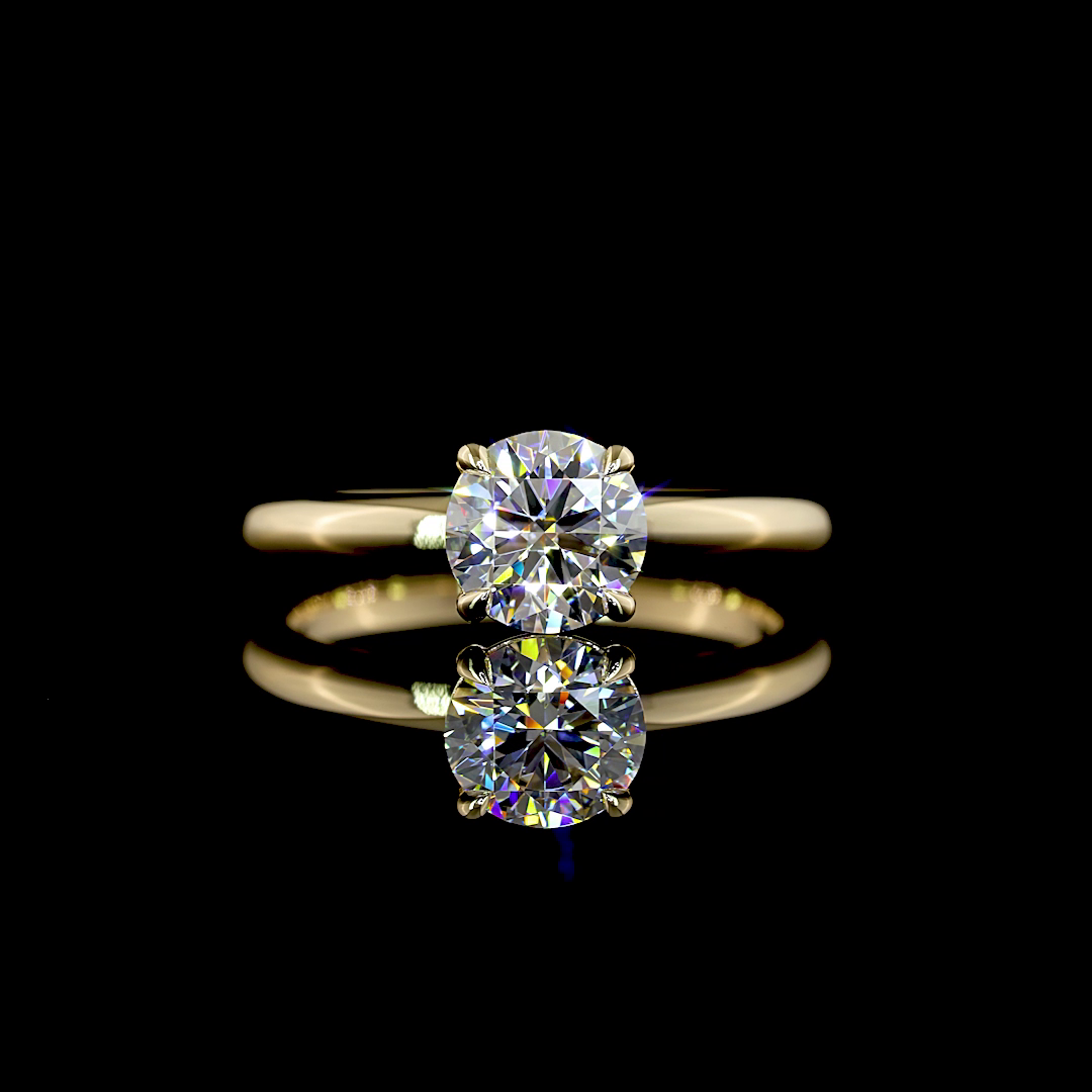 Lab-Grown 1.01 Carat Round D-VVS1 Diamond 14K Yellow Gold Solitaire Ring