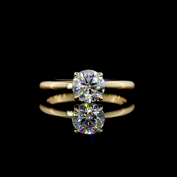 Lab-Grown 1.01 Carat Round D-VVS1 Diamond 14K Yellow Gold Solitaire Ring