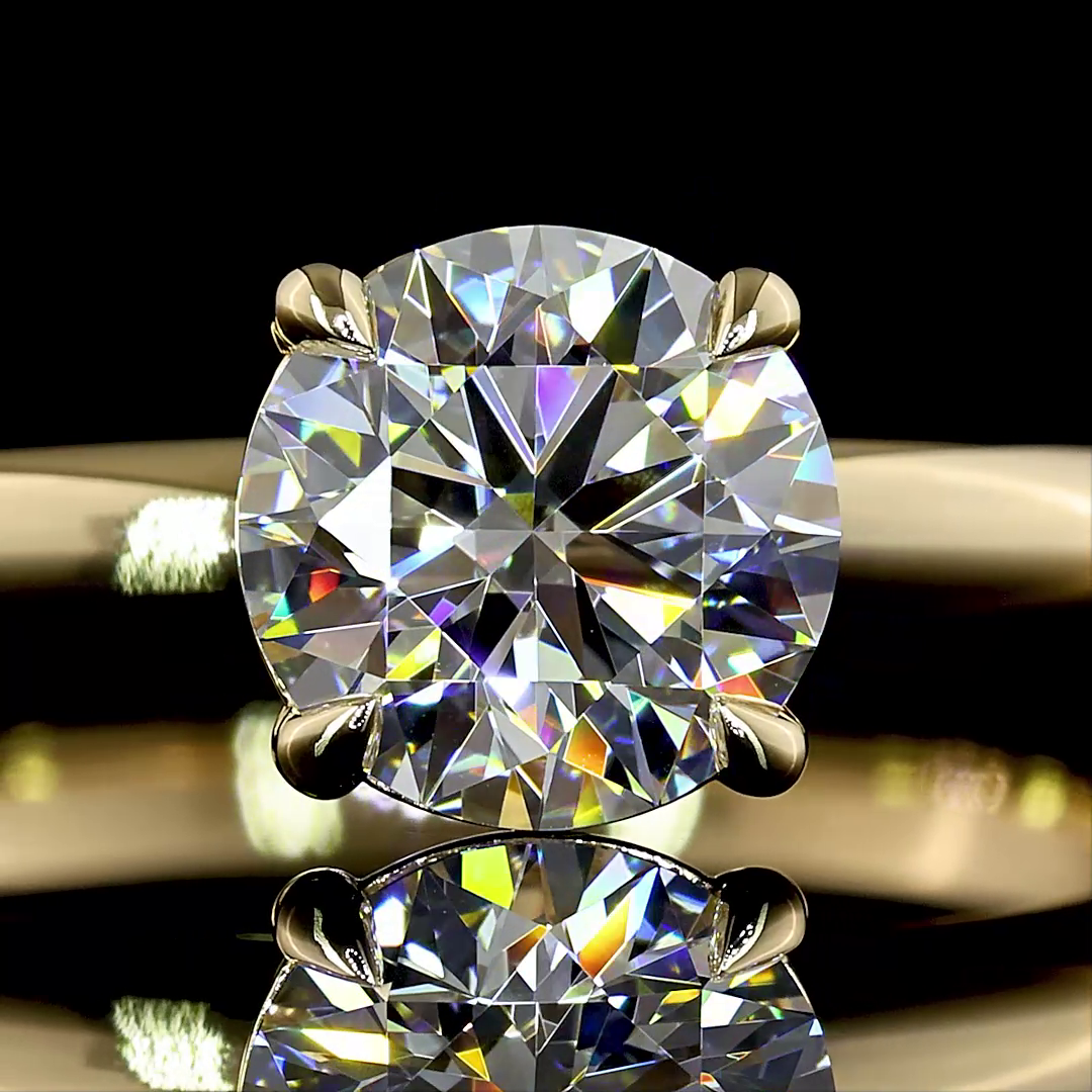 Lab-Grown 1.01 Carat Round D-VVS1 Diamond 14K Yellow Gold Solitaire Ring