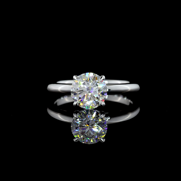 Lab-Grown 1.55 Carat Round - Diamond 14K White Gold Solitaire Ring