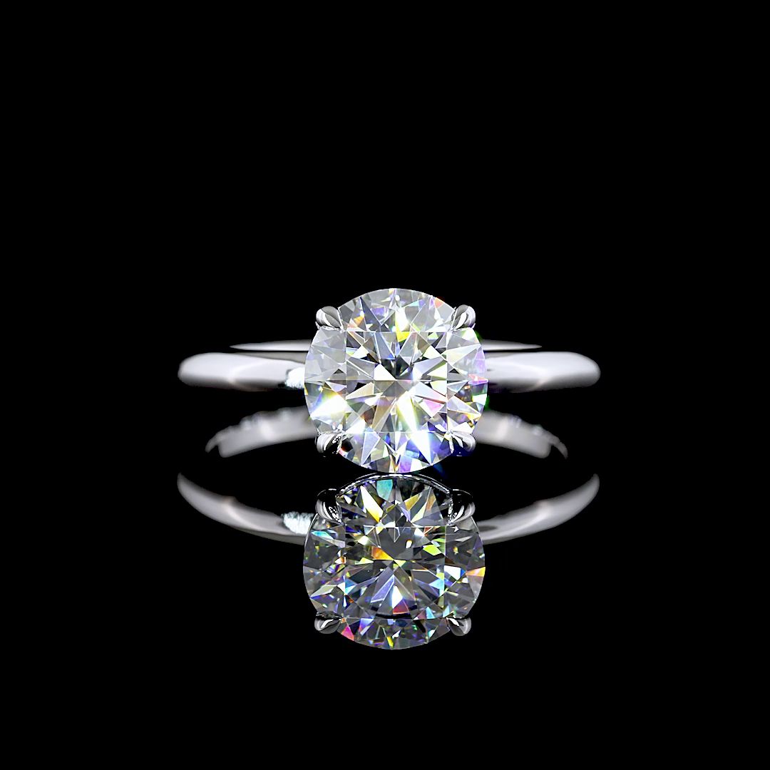Lab-Grown 2.1 Carat Round D-VVS2 Diamond 14K White Gold Solitaire Ring