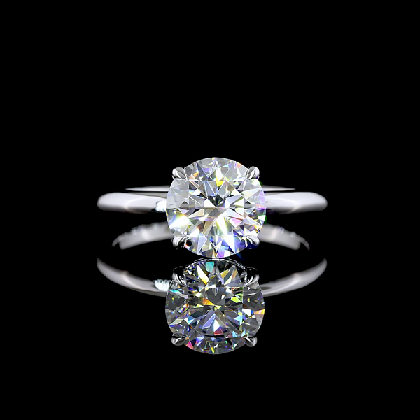 Lab-Grown 2.1 Carat Round D-VVS2 Diamond 14K White Gold Solitaire Ring