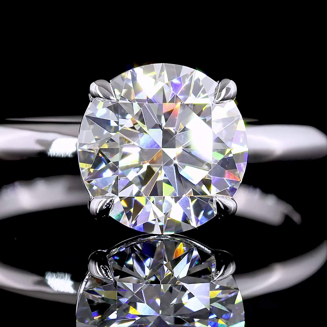 Lab-Grown 2.1 Carat Round D-VVS2 Diamond 14K White Gold Solitaire Ring