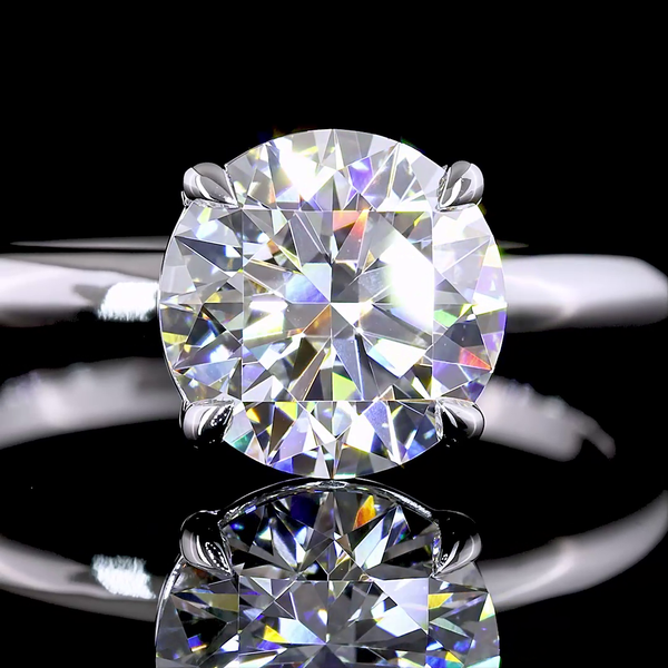Lab-Grown 2.1 Carat Round D-VVS2 Diamond 14K White Gold Solitaire Ring