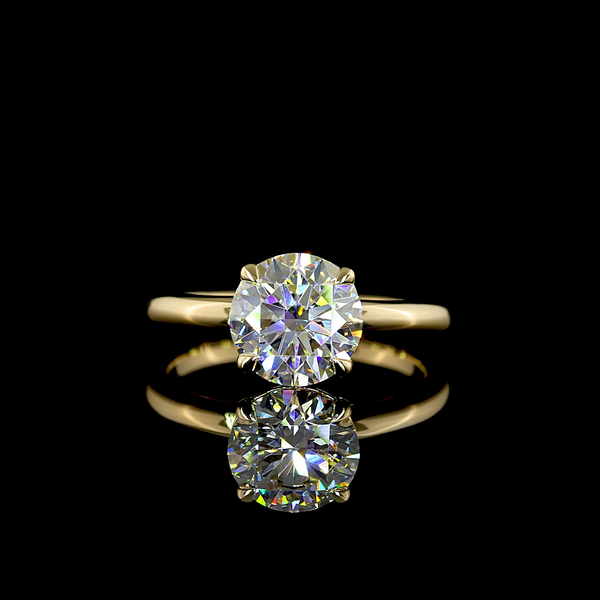 Lab-Grown 2.03 Carat Round - Diamond 14K Yellow Gold Solitaire Ring