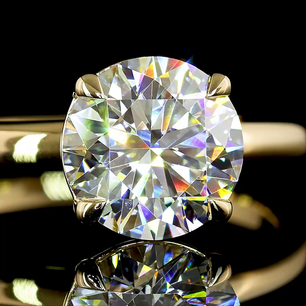 Lab-Grown 2.03 Carat Round - Diamond 14K Yellow Gold Solitaire Ring