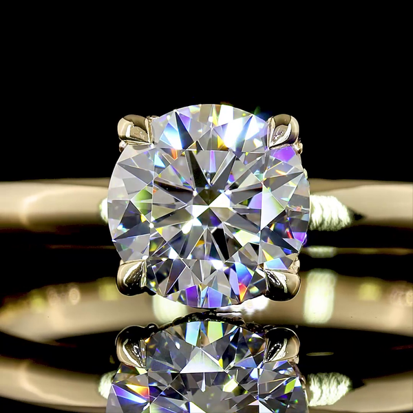 Lab-Grown 1.13 Carat Round D-VS1 Diamond 14K Yellow Gold Hidden Halo Ring