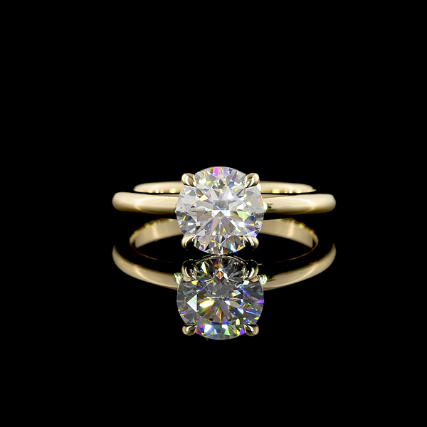 Lab-Grown 1.5 Carat Round D-VS1 Diamond 14K Yellow Gold Solitaire Ring