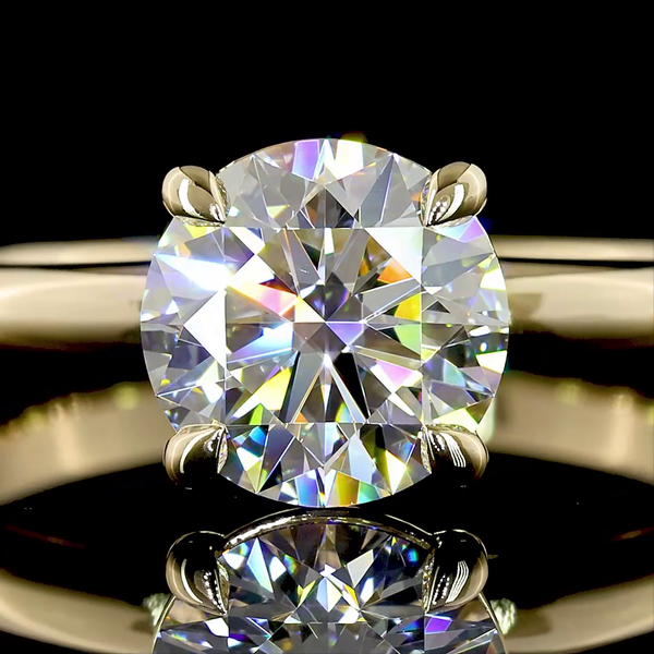 Lab-Grown 1.5 Carat Round D-VS1 Diamond 14K Yellow Gold Solitaire Ring