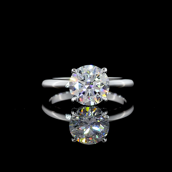 Lab-Grown 2.09 Carat Round D-VVS2 Diamond 14K White Gold Solitaire Ring
