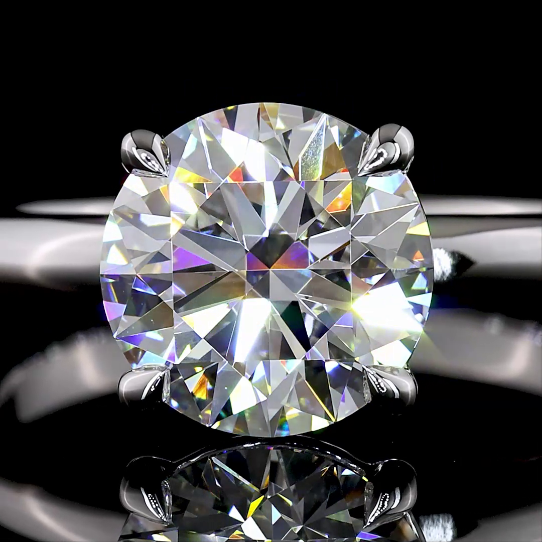 Lab-Grown 2.09 Carat Round D-VVS2 Diamond 14K White Gold Solitaire Ring