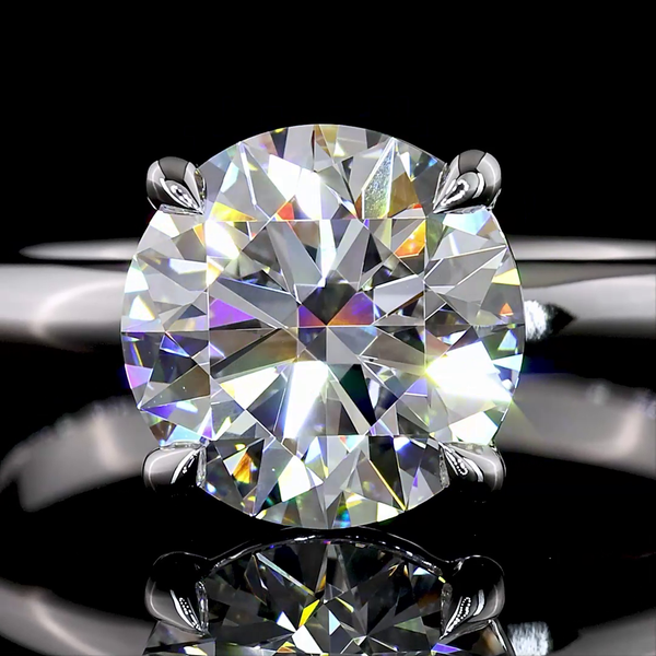 Lab-Grown 2.09 Carat Round D-VVS2 Diamond 14K White Gold Solitaire Ring