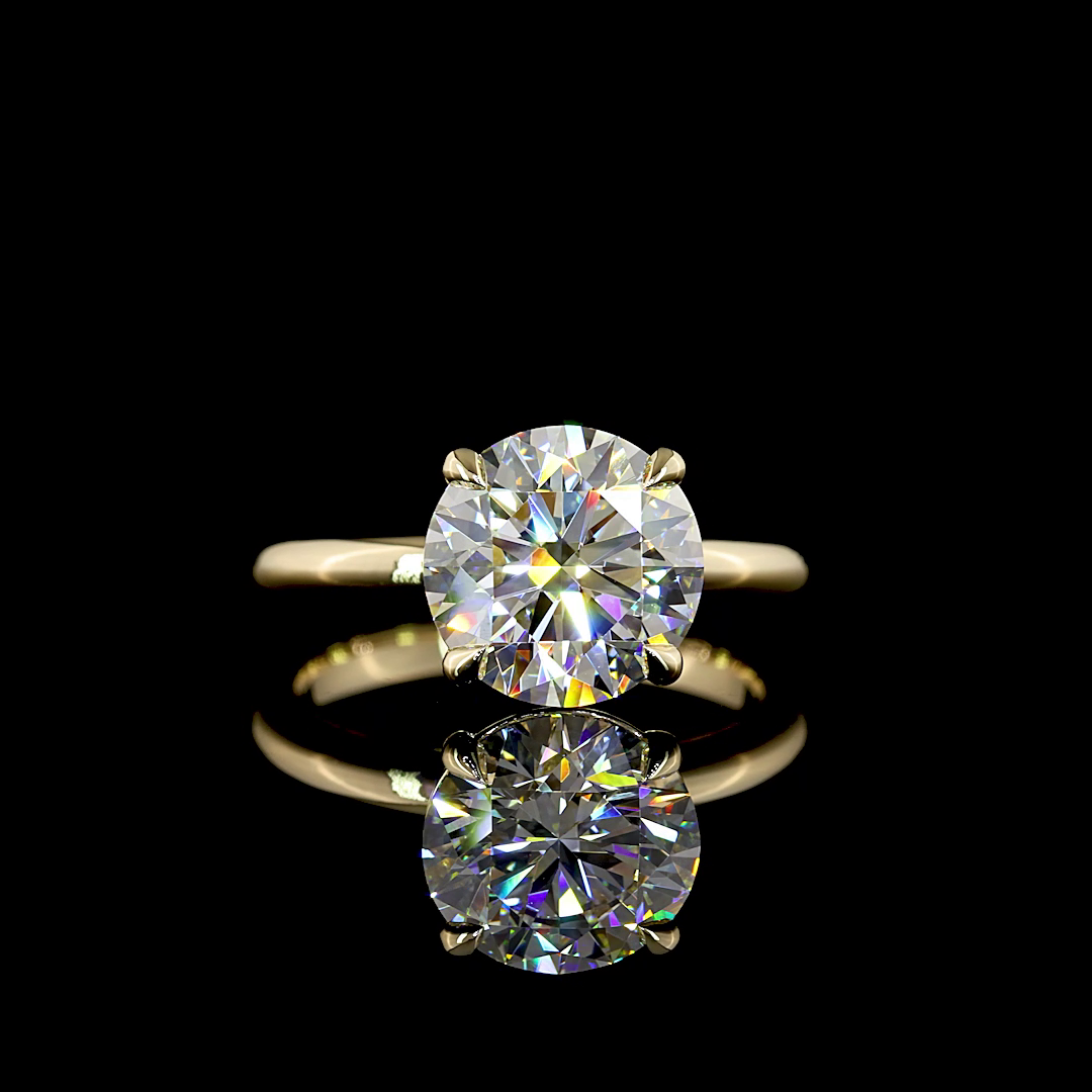 Lab-Grown 3.1 Carat Round - Diamond 14K Yellow Gold Solitaire Ring