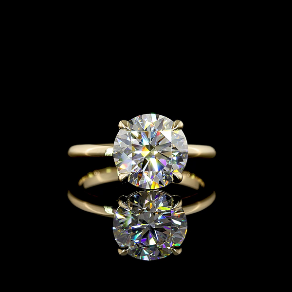 Lab-Grown 3.1 Carat Round - Diamond 14K Yellow Gold Solitaire Ring