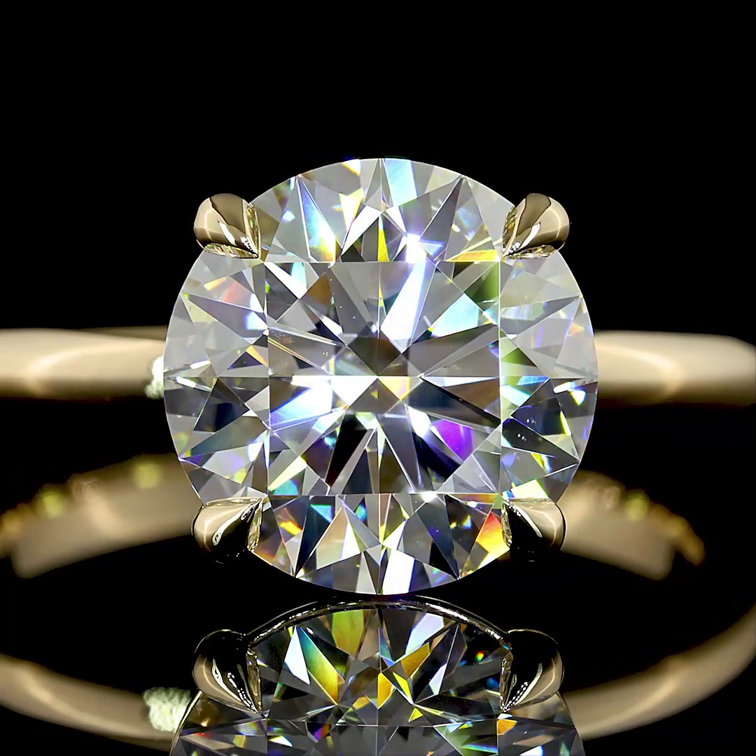 Lab-Grown 3.1 Carat Round - Diamond 14K Yellow Gold Solitaire Ring
