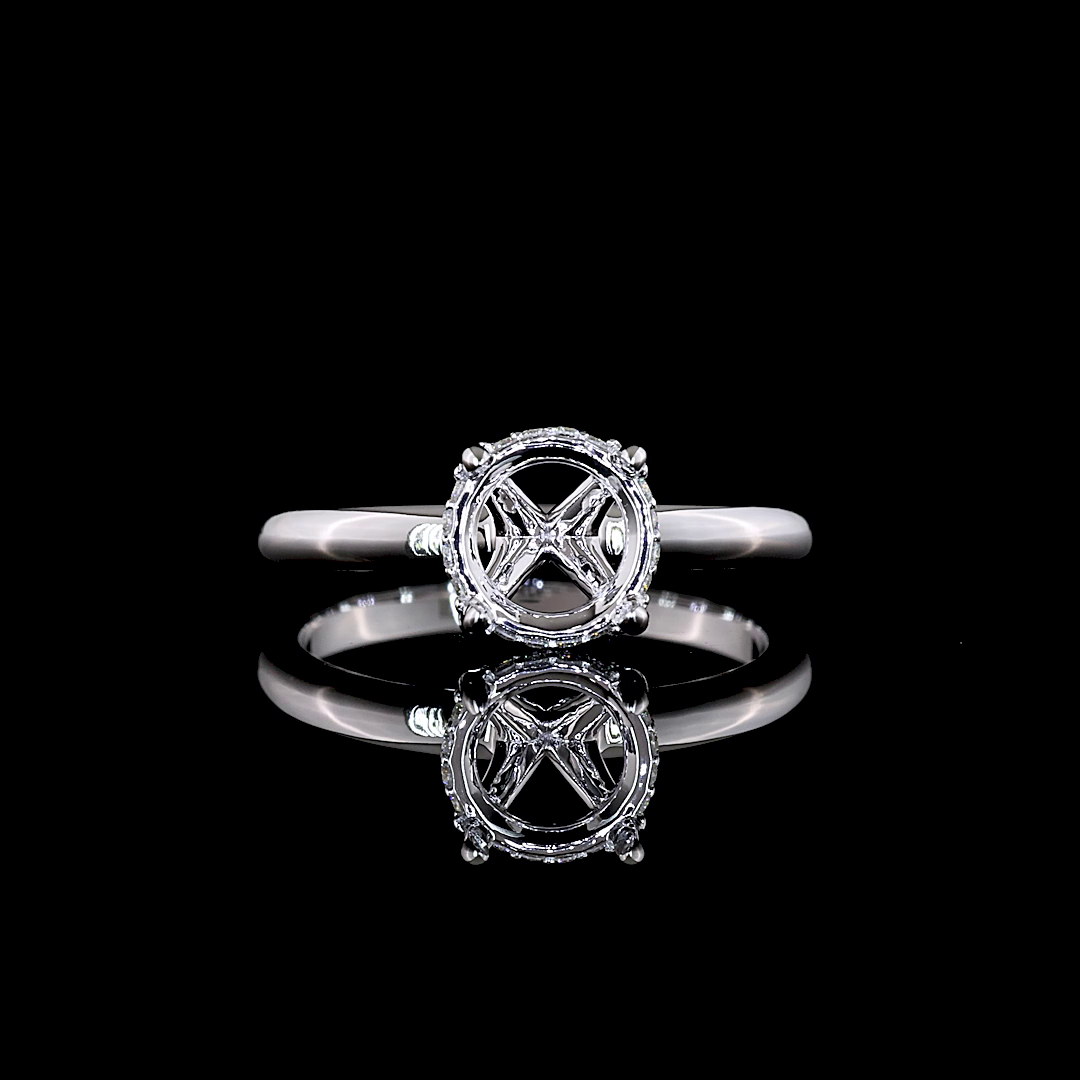 Lab-Grown 1.57 Carat Round D-VVS2 Diamond 14K White Gold Hidden Halo Ring