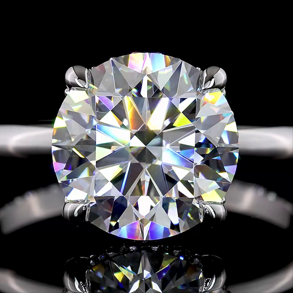 Lab-Grown 3.2 Carat Round E-VVS2 Diamond 14K White Gold Hidden Halo Ring