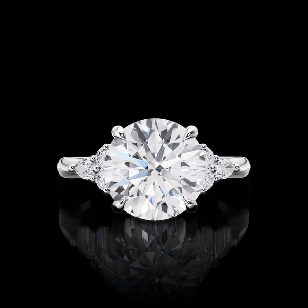 Lab-Grown 3.5 Carat Round E-VVS2 Diamond 14K White Gold Special Ring