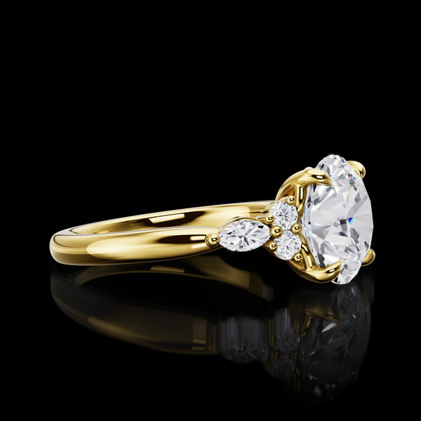 Lab-Grown 3.47 Carat Round D-VS2 Diamond 14K Yellow Gold Special Ring