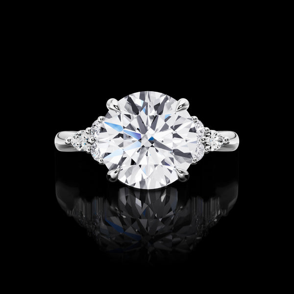 Lab-Grown 3.47 Carat Round E-VVS2 Diamond 14K White Gold Special Ring