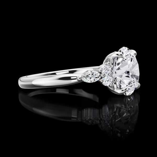 Lab-Grown 3.47 Carat Round E-VVS2 Diamond 14K White Gold Special Ring