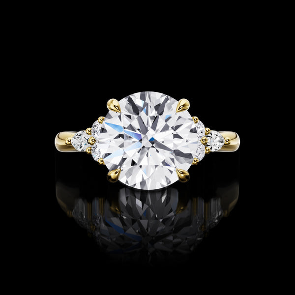 Lab-Grown 3.48 Carat Round E-VVS2 Diamond 14K Yellow Gold Special Ring
