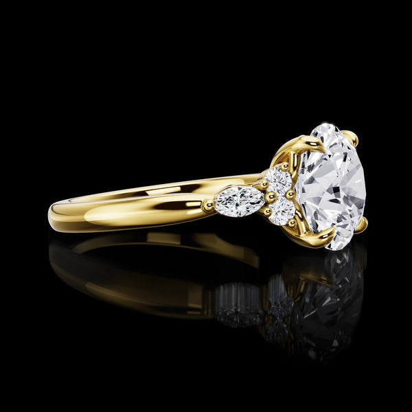 Lab-Grown 3.48 Carat Round E-VVS2 Diamond 14K Yellow Gold Special Ring
