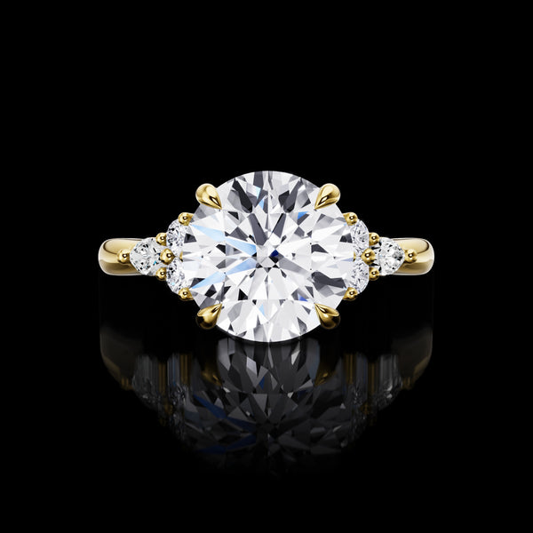 Lab-Grown 3.52 Carat Round E-VS1 Diamond 14K Yellow Gold Special Ring