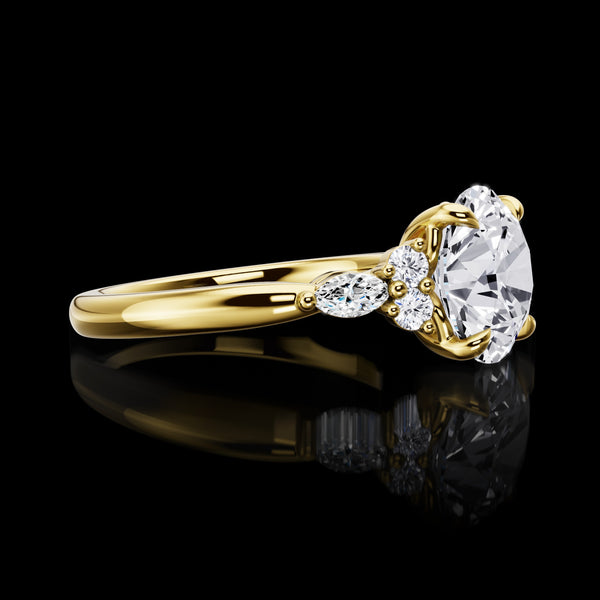 Lab-Grown 3.52 Carat Round E-VS1 Diamond 14K Yellow Gold Special Ring