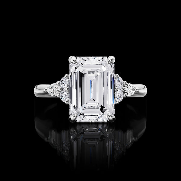 Lab-Grown 3.45 Carat Emerald E-VS2 Diamond 14K White Gold Special Ring