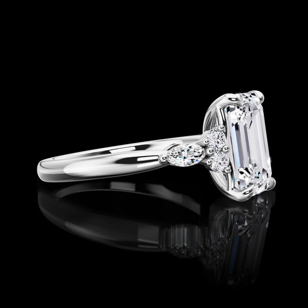 Lab-Grown 3.45 Carat Emerald E-VS2 Diamond 14K White Gold Special Ring