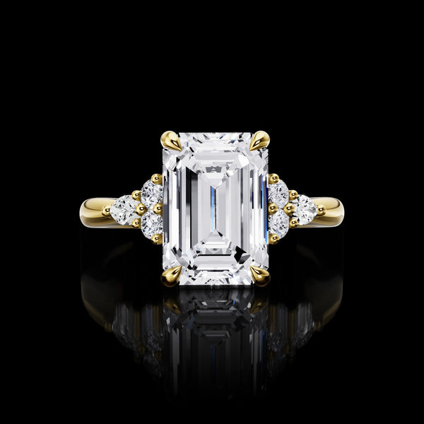 Lab-Grown 3.52 Carat Emerald E-VVS2 Diamond 14K Yellow Gold Special Ring