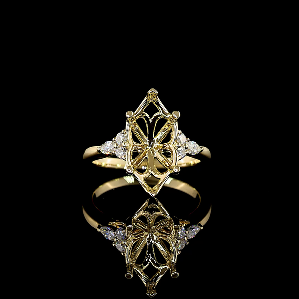 Lab-Grown 3.56 Carat Marquise E-VS1 Diamond 14K Yellow Gold Special Ring