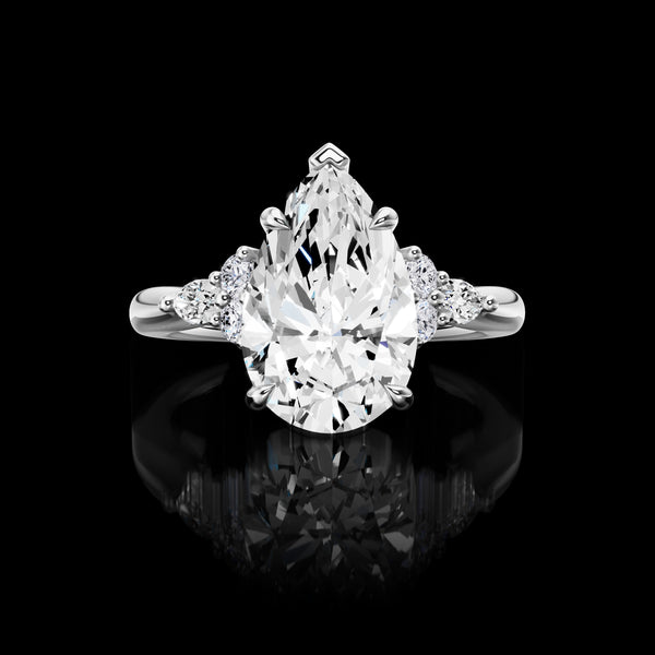 Lab-Grown 3.08 Carat Pear E-VVS2 Diamond 14K White Gold Special Ring