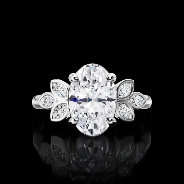 Lab-Grown 1.72 Carat Oval D-VS2 Diamond 14K White Gold Special Ring