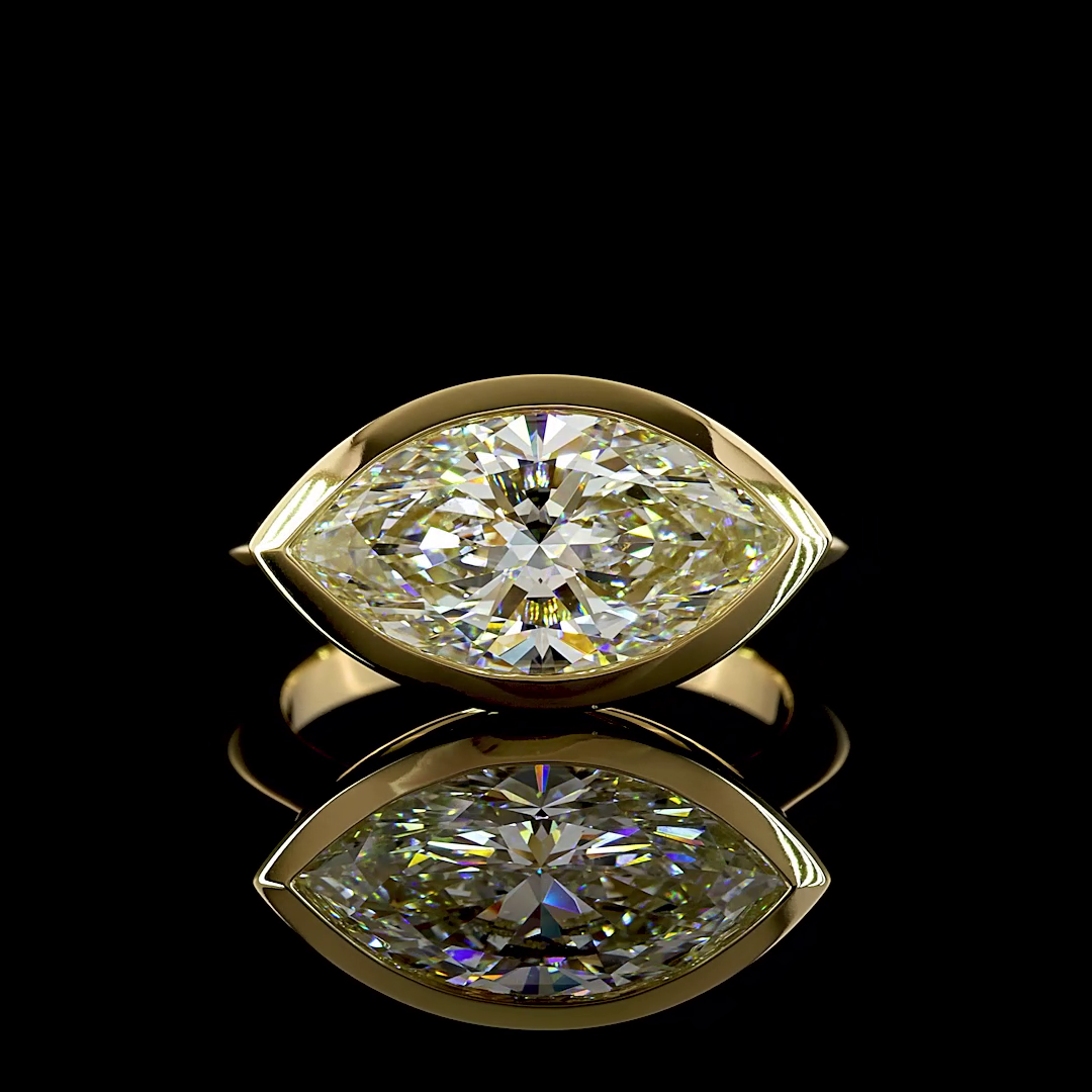 Lab-Grown 2.54 Carat Marquise E-VVS2 Diamond 14K Yellow Gold Solitaire Ring
