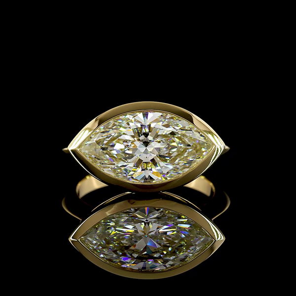 Lab-Grown 2.54 Carat Marquise E-VVS2 Diamond 14K Yellow Gold Solitaire Ring