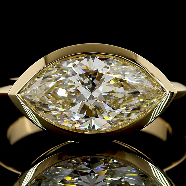 Lab-Grown 2.54 Carat Marquise E-VVS2 Diamond 14K Yellow Gold Solitaire Ring