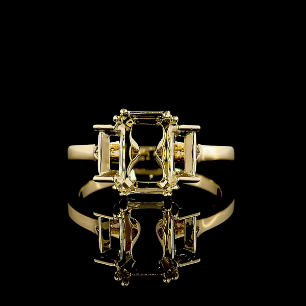 Lab-Grown 0 Carat  - Diamond 14K Yellow Gold 3 Stones Ring