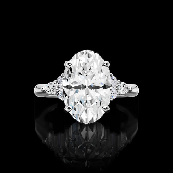 Lab-Grown 3.46 Carat Oval E-VVS2 Diamond 14K White Gold Special Ring