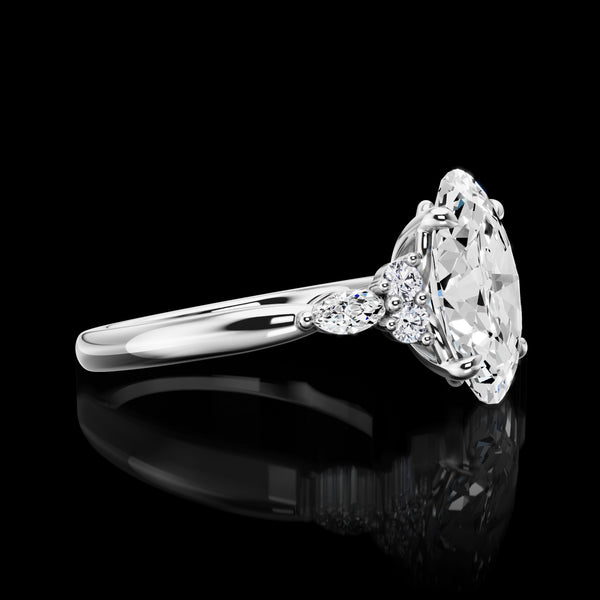 Lab-Grown 3.46 Carat Oval E-VVS2 Diamond 14K White Gold Special Ring