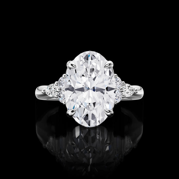 Lab-Grown 2.87 Carat Oval E-VS1 Diamond 14K White Gold Special Ring