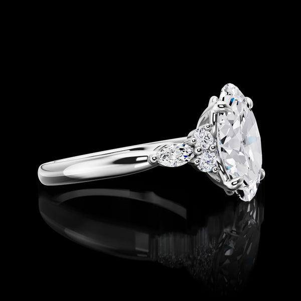 Lab-Grown 2.86 Carat Oval E-VVS2 Diamond 14K White Gold Special Ring
